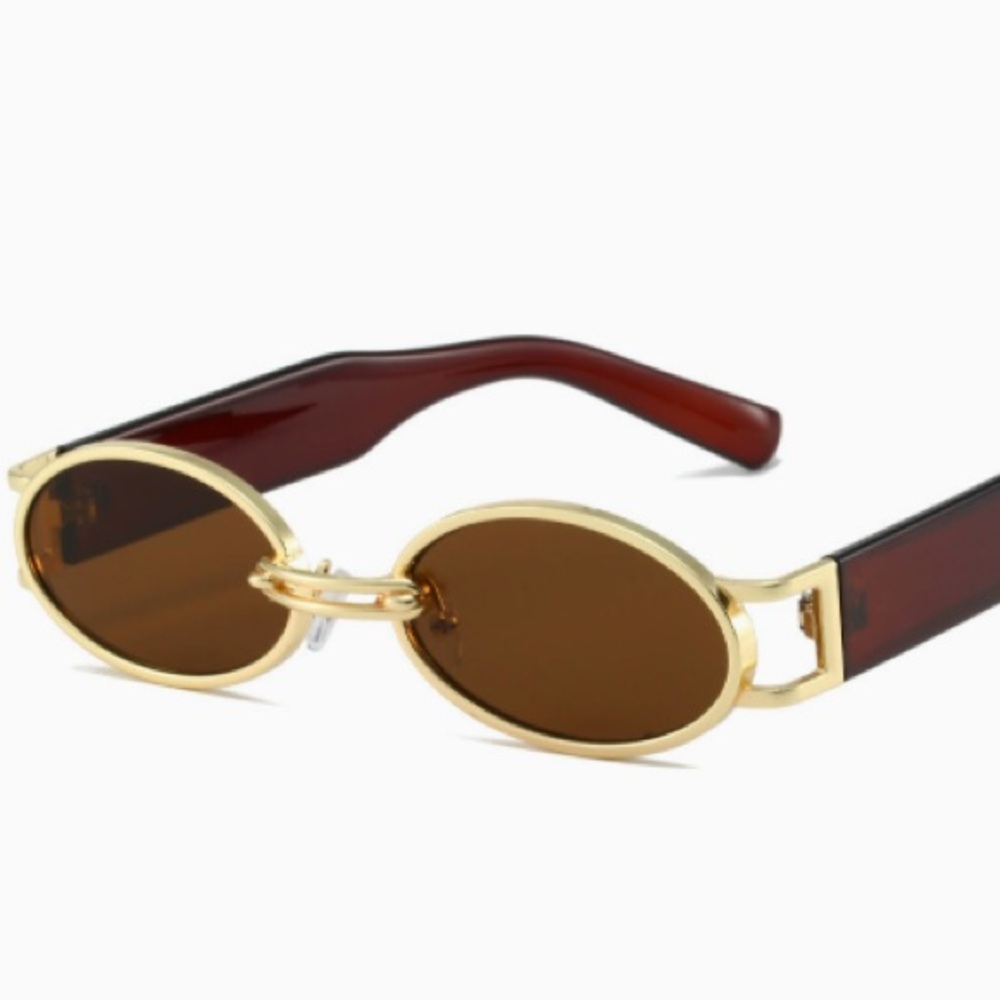 Gold Frame Brown Lens Oval Sunglasses
